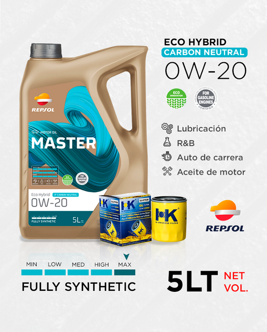 CAMBIO DE ACEITE 0W20 REPSOL MASTER 5LT [Incluye Filtro de Lata]
